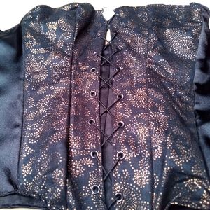GORGEOUS Front lace handmade Corset Black n Gold